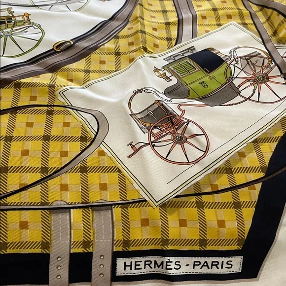 Hermes 34” square in earthtones 
Les Voitures Nouvelles - Picture 2 of 8